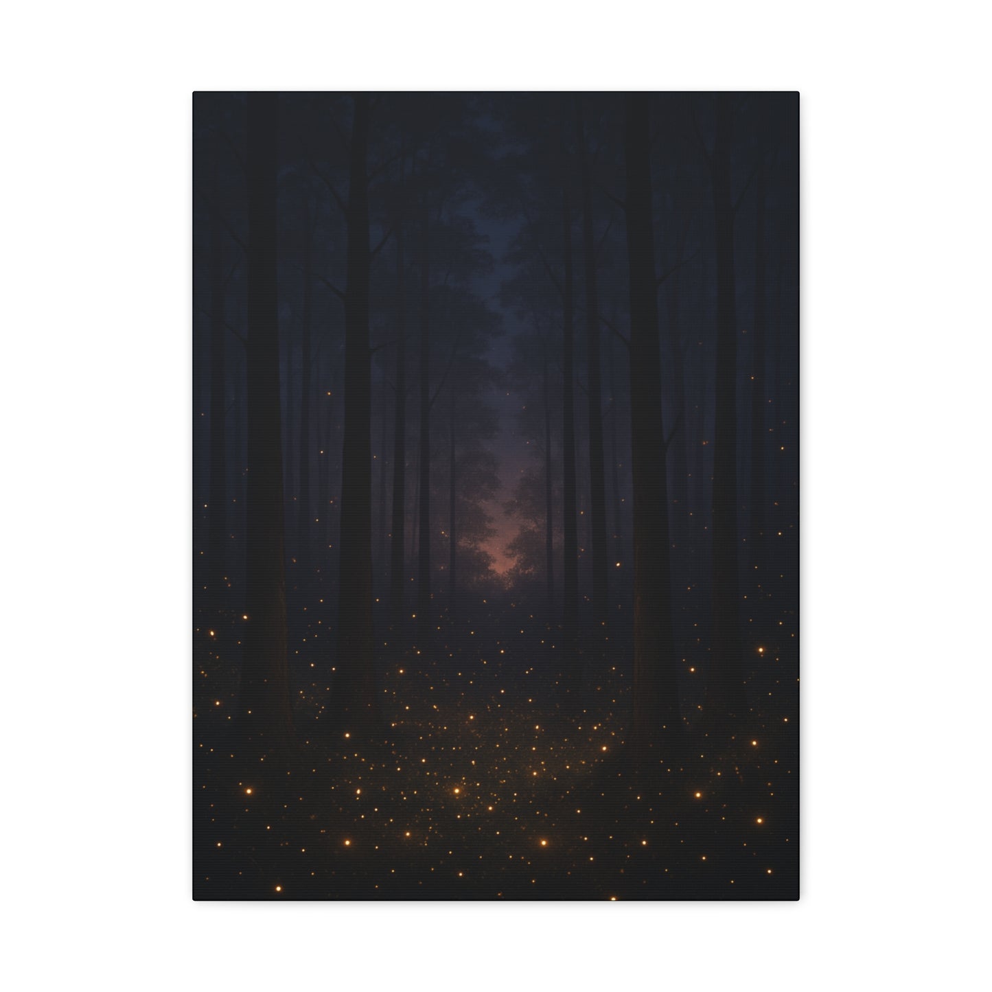 Enchanted Twilight Forest – Firefly Glow Canvas Wall Art