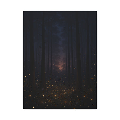 Enchanted Twilight Forest – Firefly Glow Canvas Wall Art