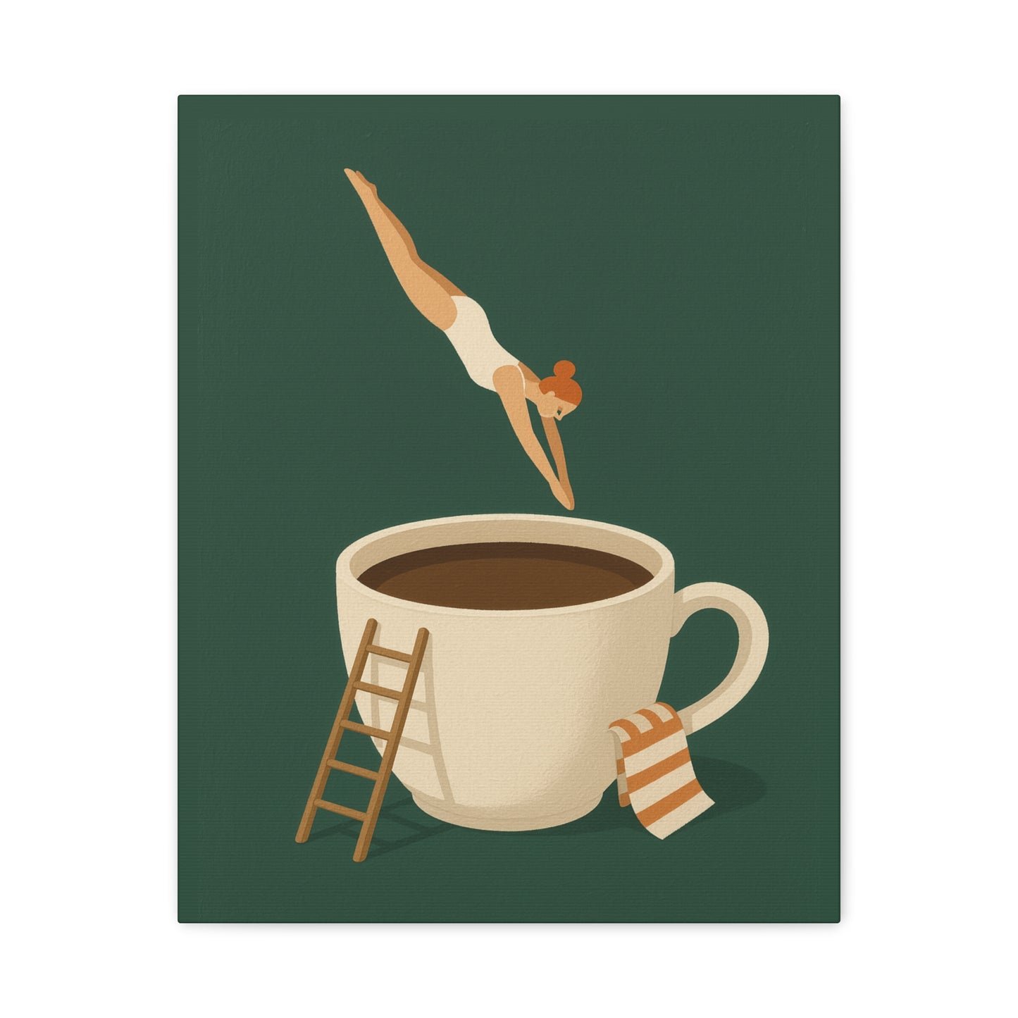 Morning Dive – Whimsical Coffee Canvas Art