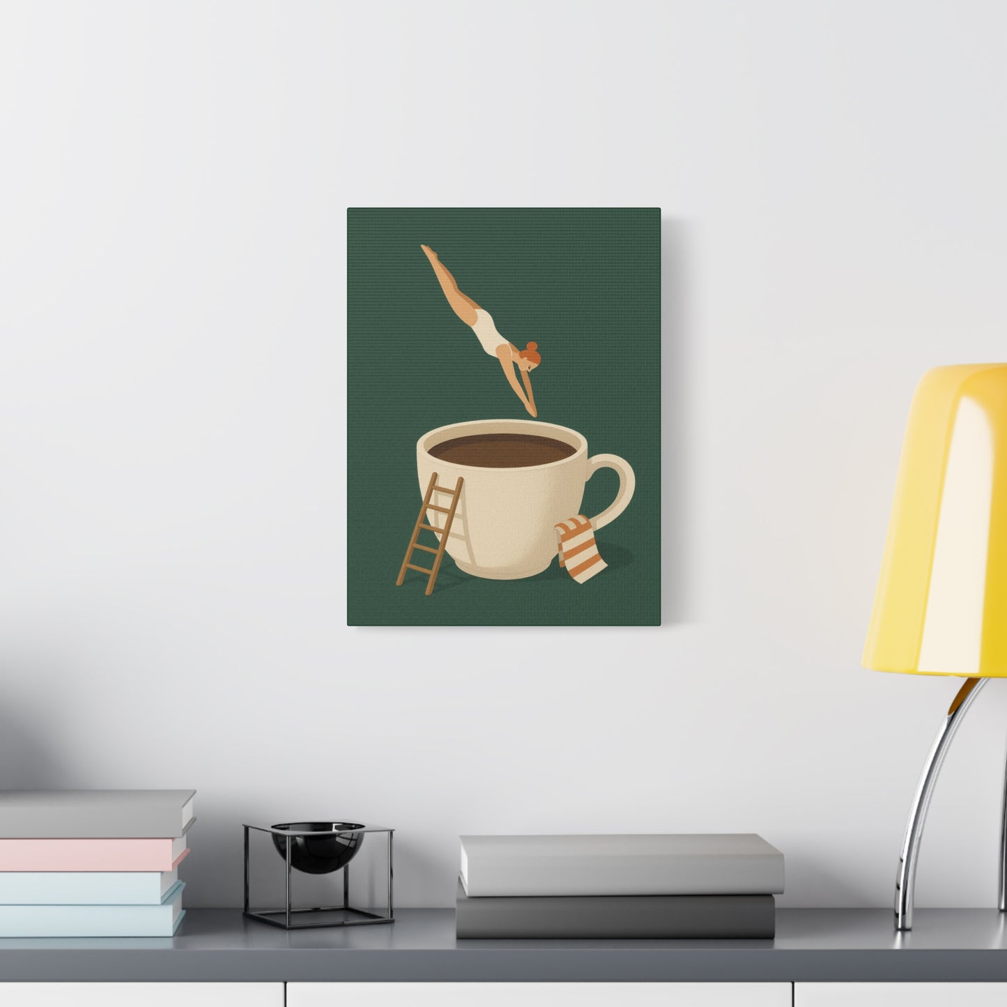 Morning Dive – Whimsical Coffee Canvas Art