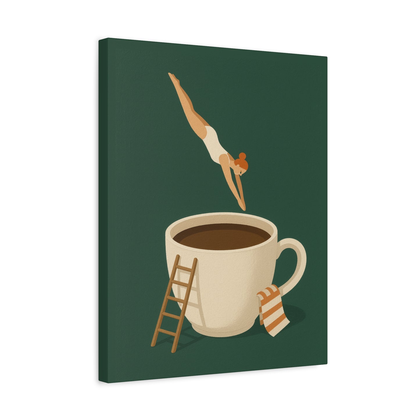Morning Dive – Whimsical Coffee Canvas Art
