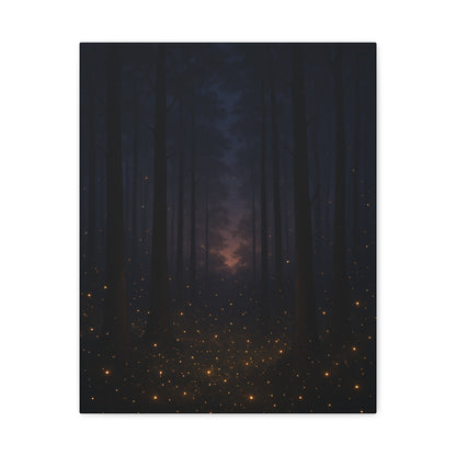 Enchanted Twilight Forest – Firefly Glow Canvas Wall Art