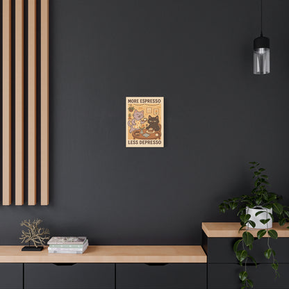 More Espresso, Less Depresso – Whimsical Café Cats Canvas Wall Art