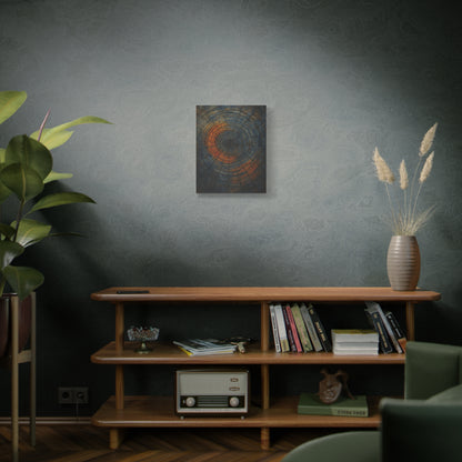 Eternal Rings - Abstract Canvas Wall Art – Tree Trunk Texture in Burnt Orange & Blue Tones