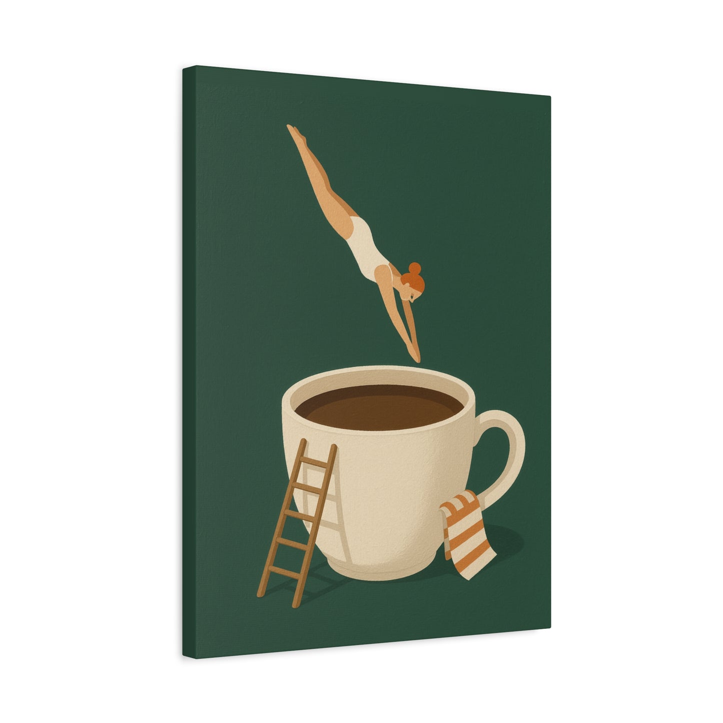 Morning Dive – Whimsical Coffee Canvas Art