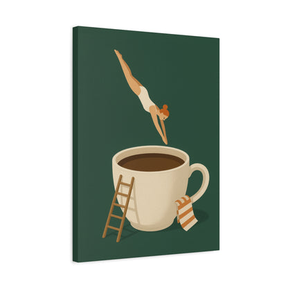 Morning Dive – Whimsical Coffee Canvas Art