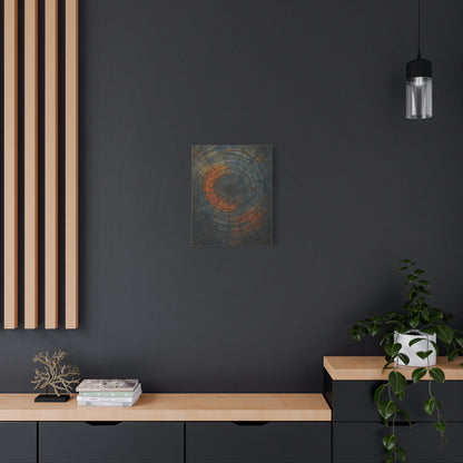 Eternal Rings - Abstract Canvas Wall Art – Tree Trunk Texture in Burnt Orange & Blue Tones