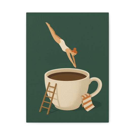 Morning Dive – Whimsical Coffee Canvas Art