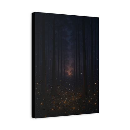 Enchanted Twilight Forest – Firefly Glow Canvas Wall Art