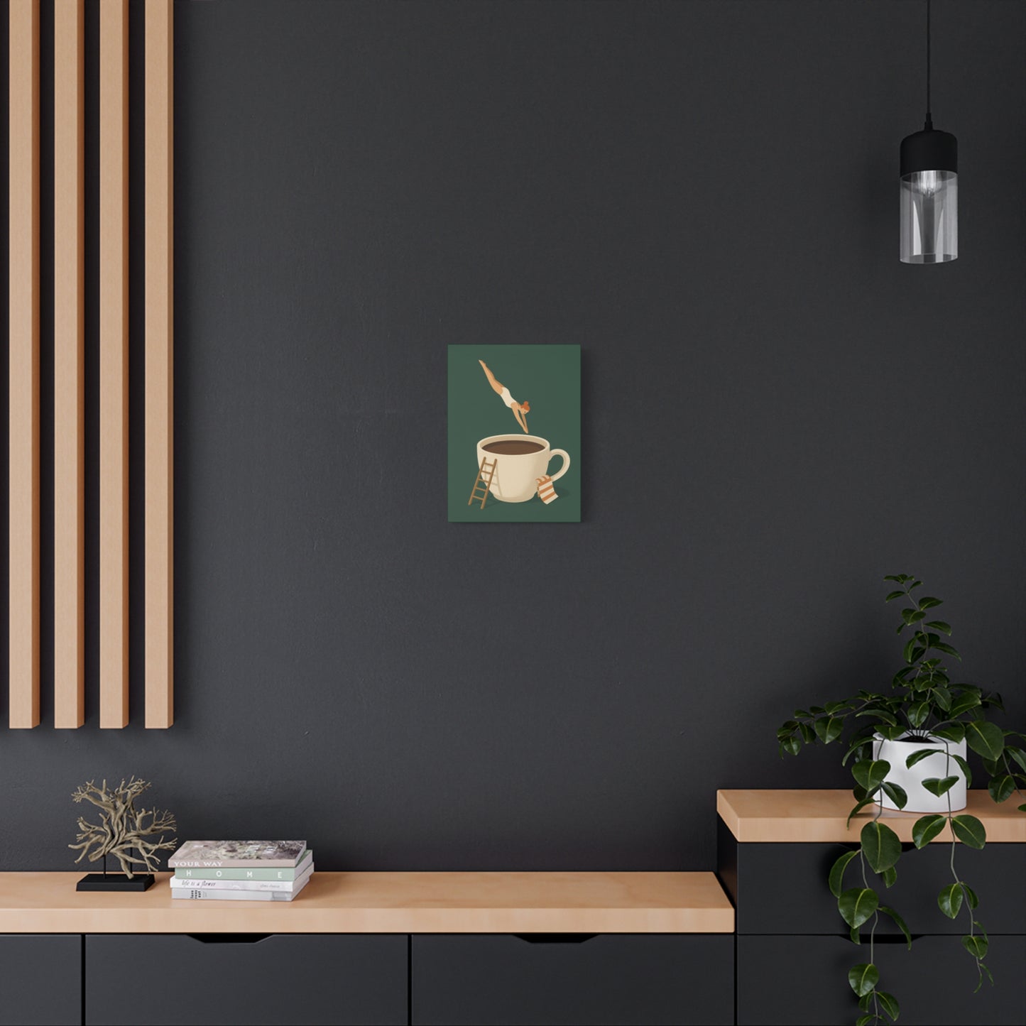 Morning Dive – Whimsical Coffee Canvas Art