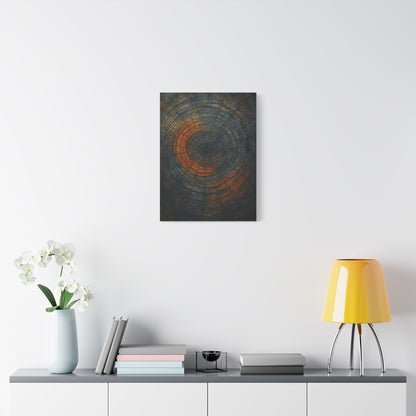 Eternal Rings - Abstract Canvas Wall Art – Tree Trunk Texture in Burnt Orange & Blue Tones