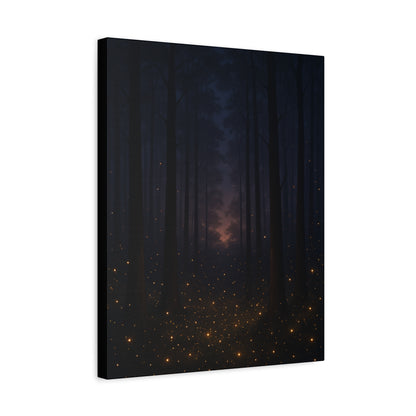 Enchanted Twilight Forest – Firefly Glow Canvas Wall Art