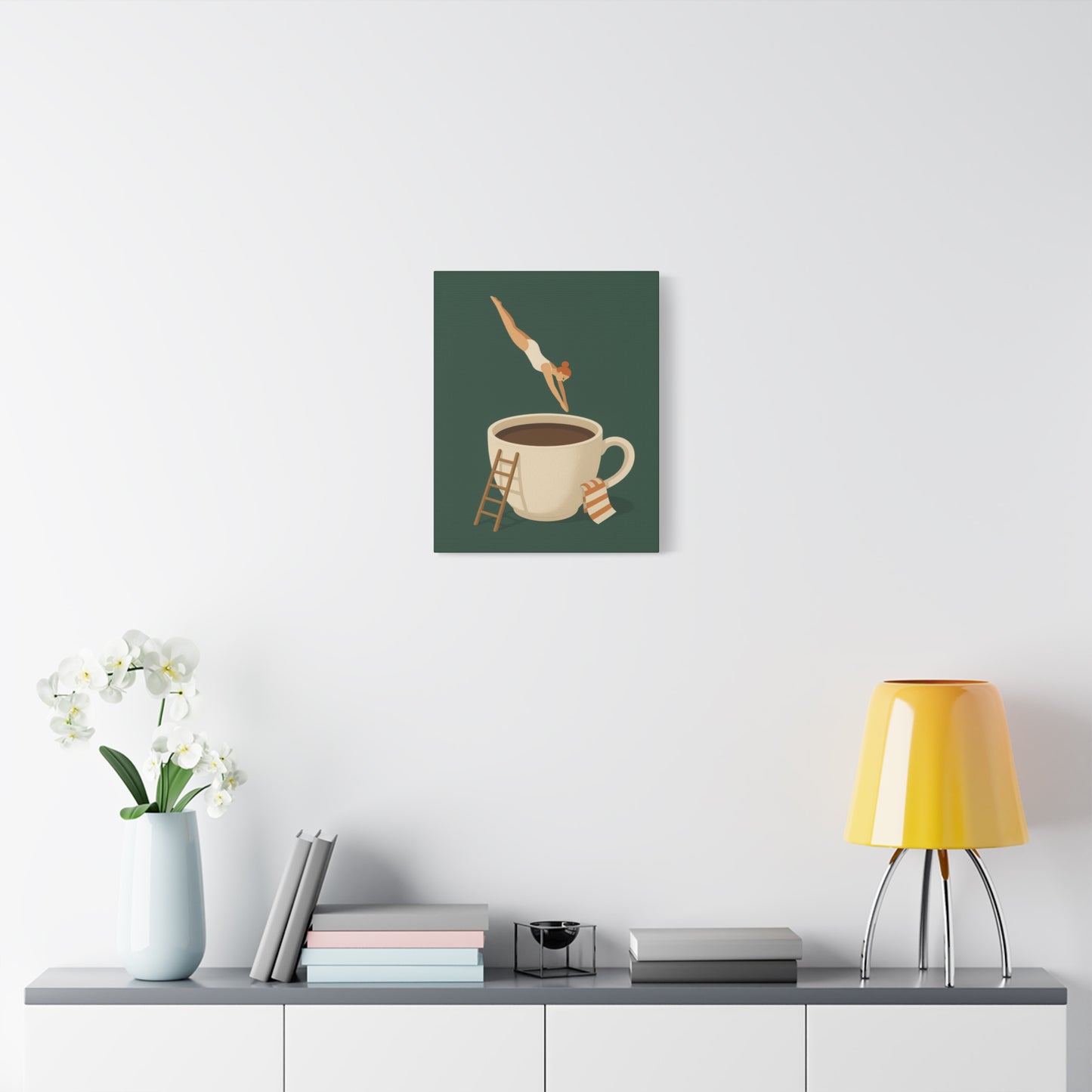 Morning Dive – Whimsical Coffee Canvas Art