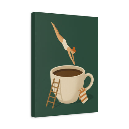 Morning Dive – Whimsical Coffee Canvas Art