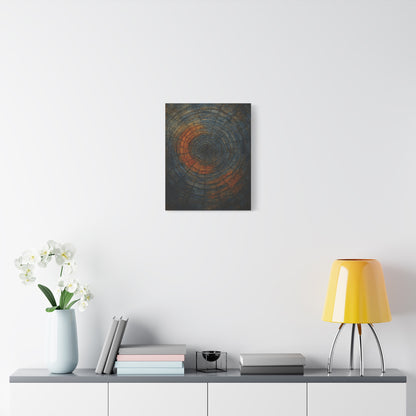 Eternal Rings - Abstract Canvas Wall Art – Tree Trunk Texture in Burnt Orange & Blue Tones