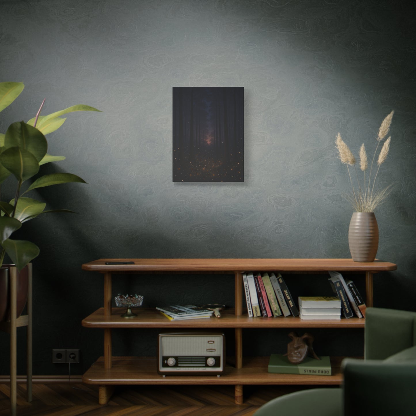 Enchanted Twilight Forest – Firefly Glow Canvas Wall Art