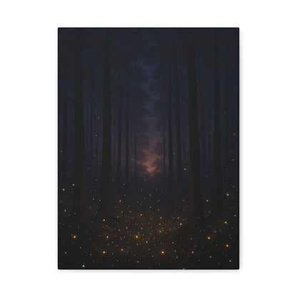 Enchanted Twilight Forest – Firefly Glow Canvas Wall Art