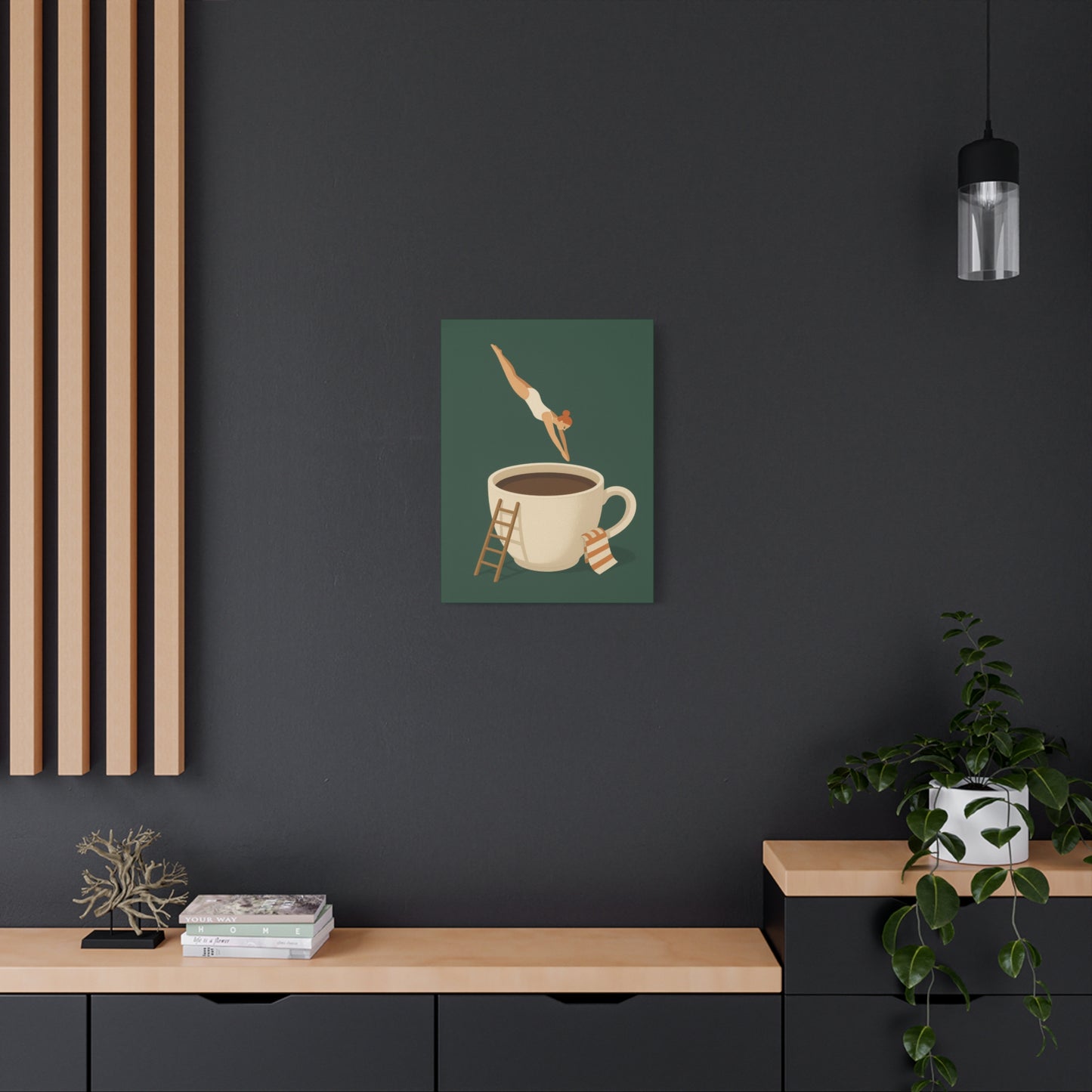 Morning Dive – Whimsical Coffee Canvas Art